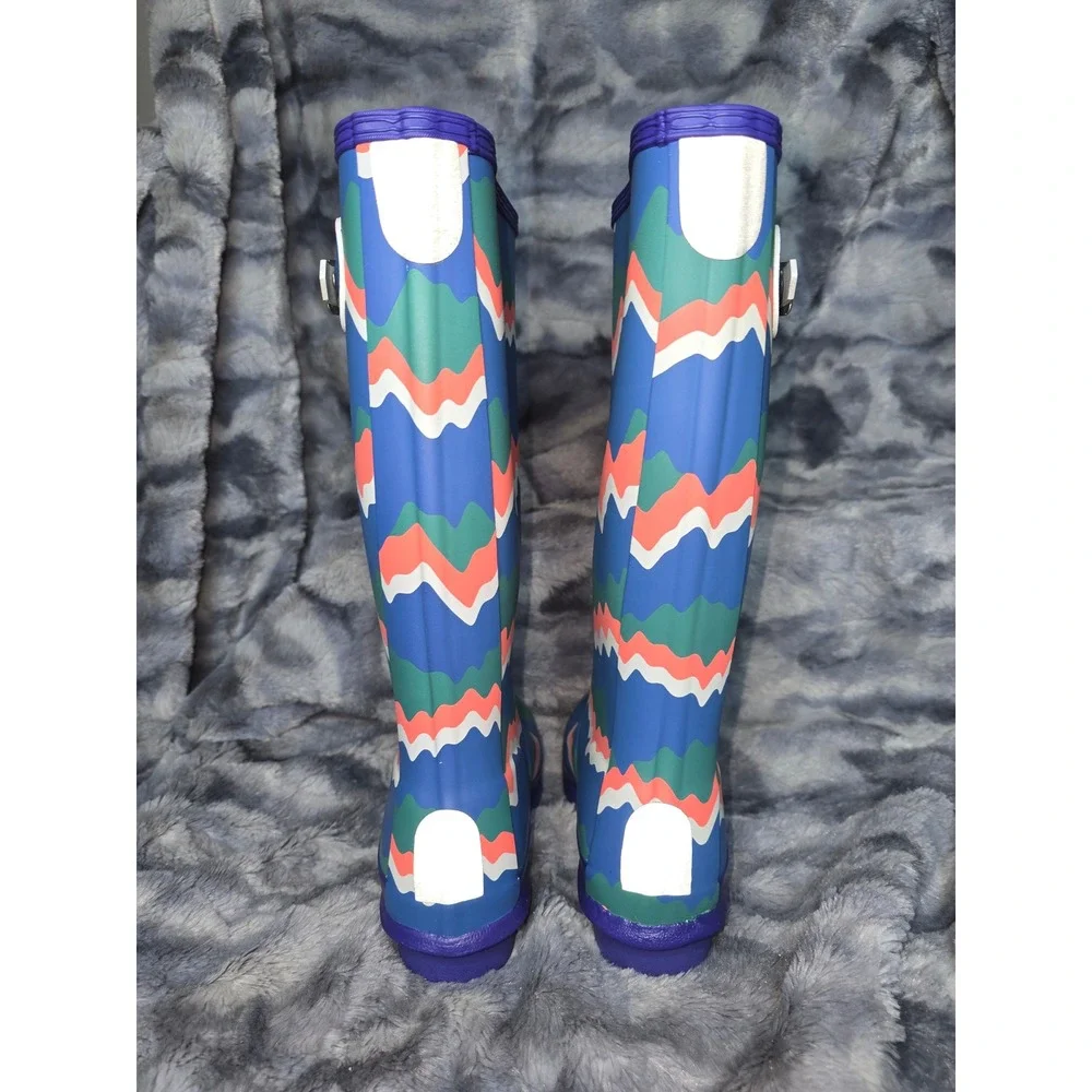 NWB Hunter Big Kids Original Storm Stripe tall Rain Boots 4 youth / 5 women‎